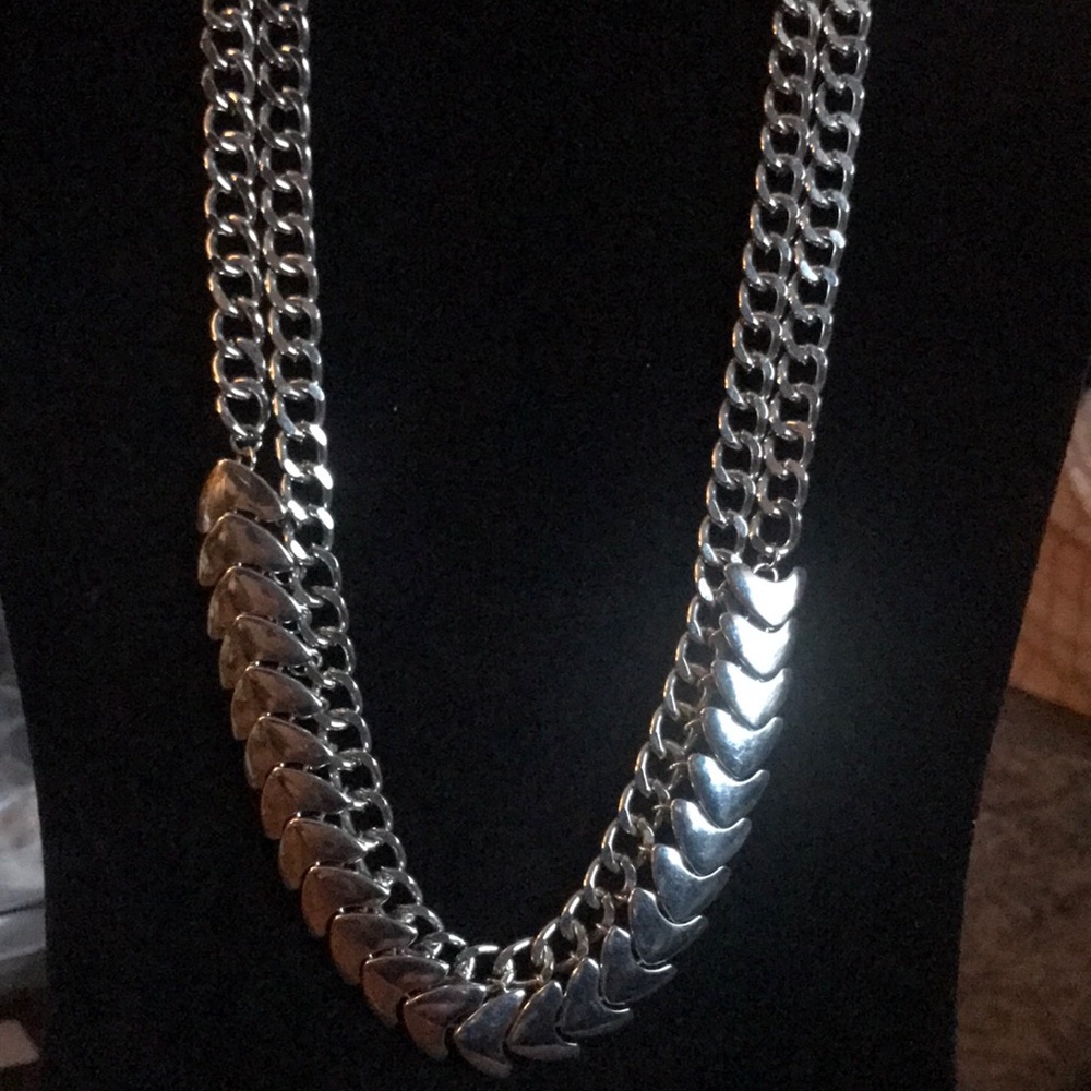 Silver tone chain necklace